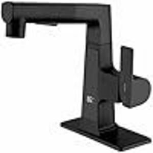 LED Bathroom Faucet with Pull Out Sprayer, Rzoeox Black Temperature Digital Disp